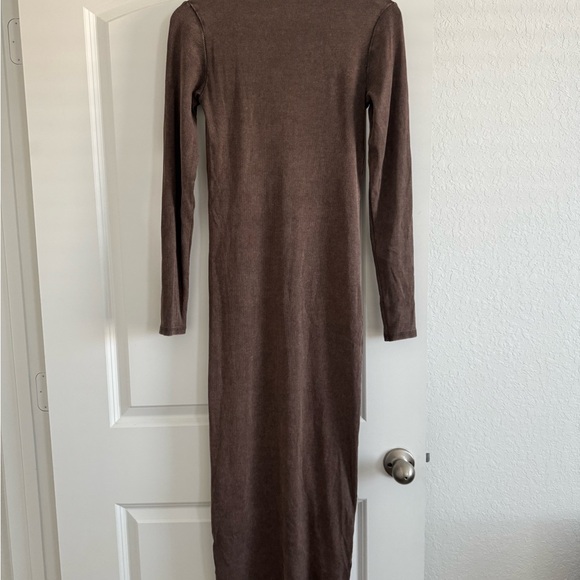 Zara Space Dyed Ribbed Long Sleeve Mock Neck Dress - Picture 4 of 6
